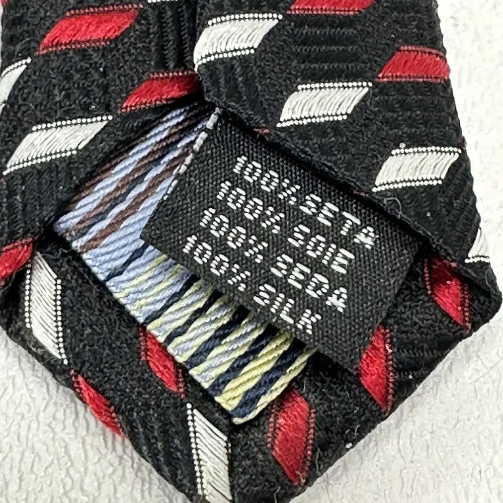 Alexander Julian Tie Mens in Red White Blue Diagonal Diamond Silk Wide